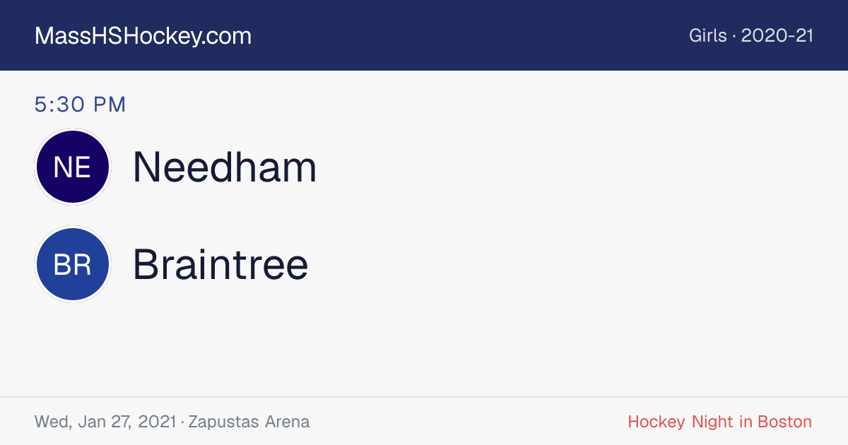 Needham at Braintree score card