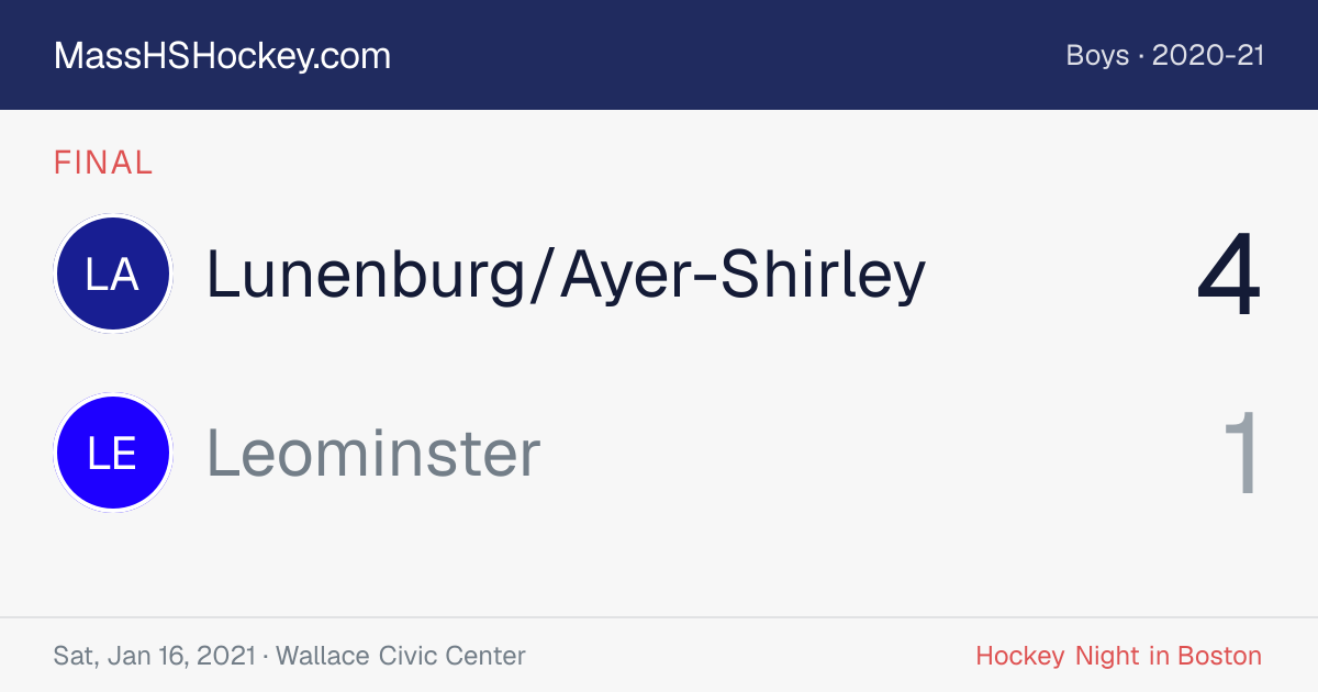 Lunenburg/Ayer-Shirley at Leominster score card