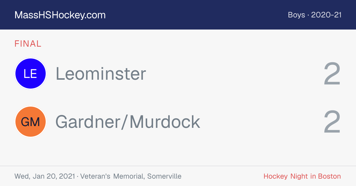 Leominster at Gardner/Murdock score card