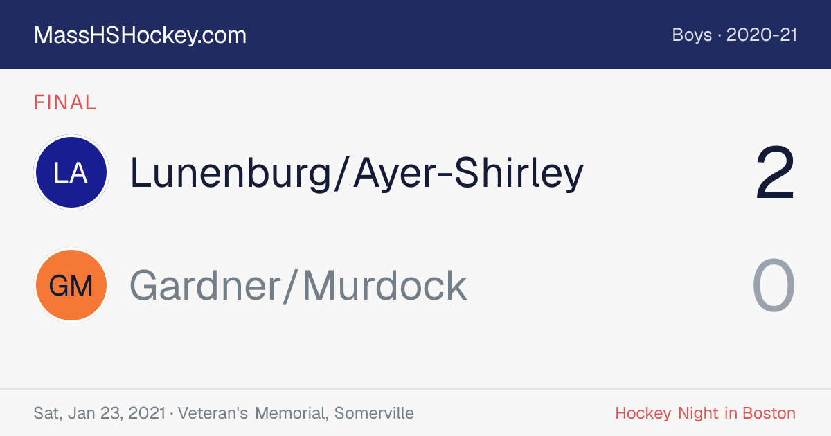 Lunenburg/Ayer-Shirley at Gardner/Murdock score card