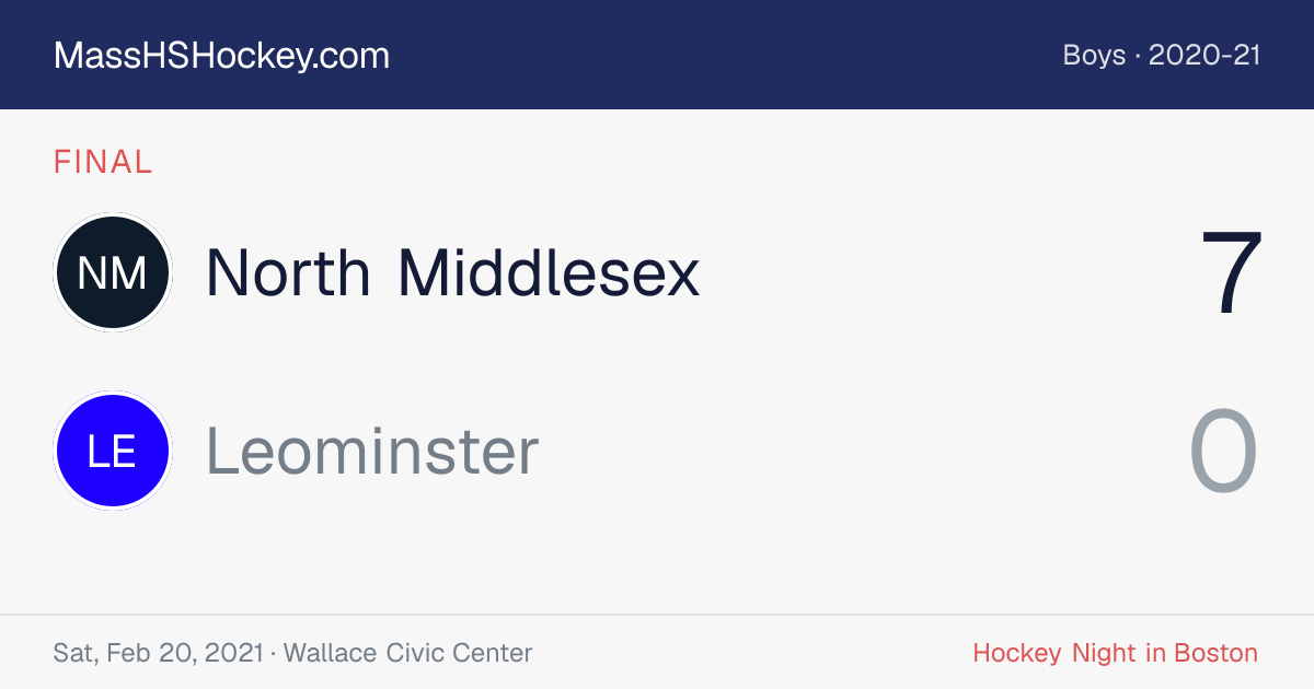 North Middlesex at Leominster score card