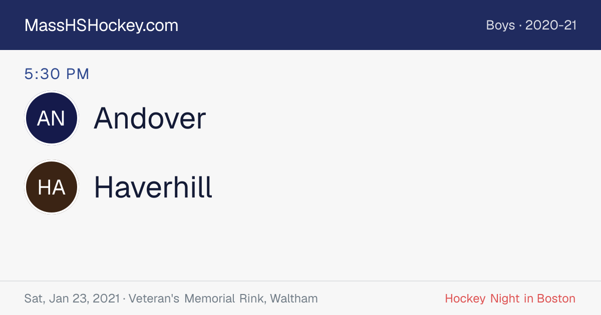 Andover at Haverhill score card