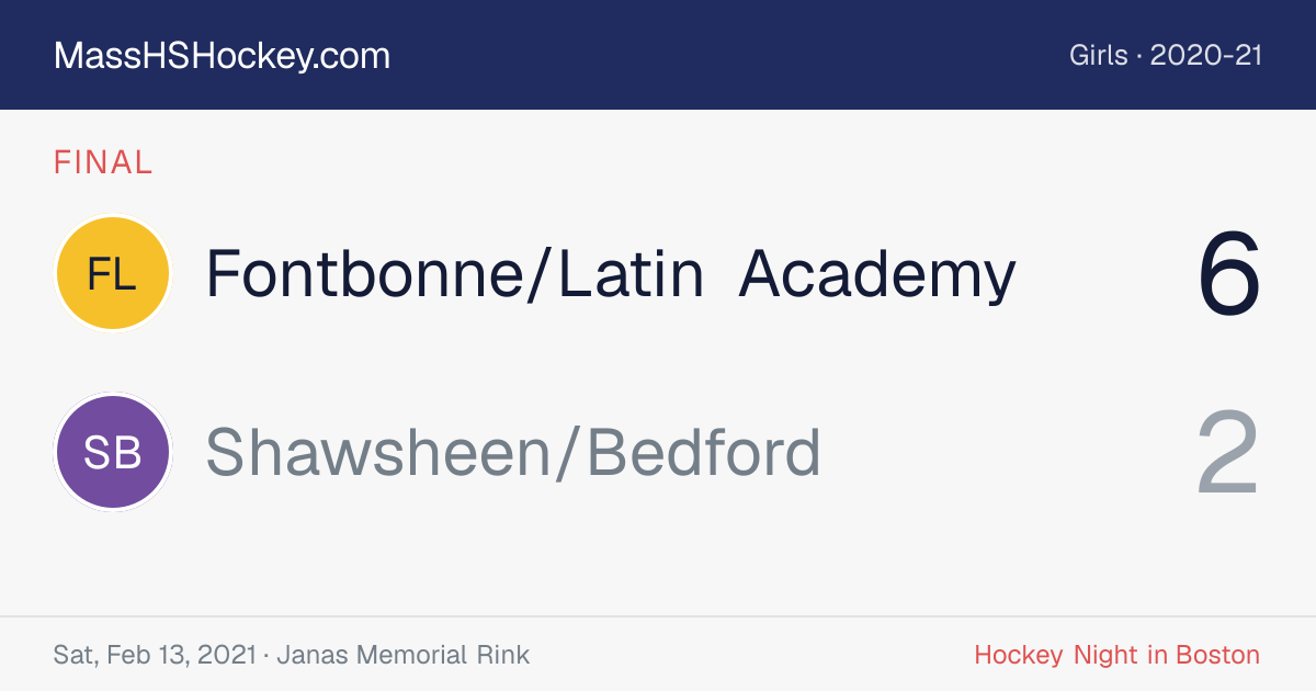 Fontbonne/Latin Academy at Shawsheen/Bedford score card