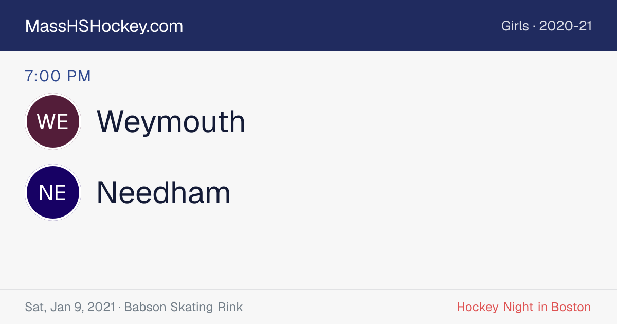 Weymouth at Needham score card