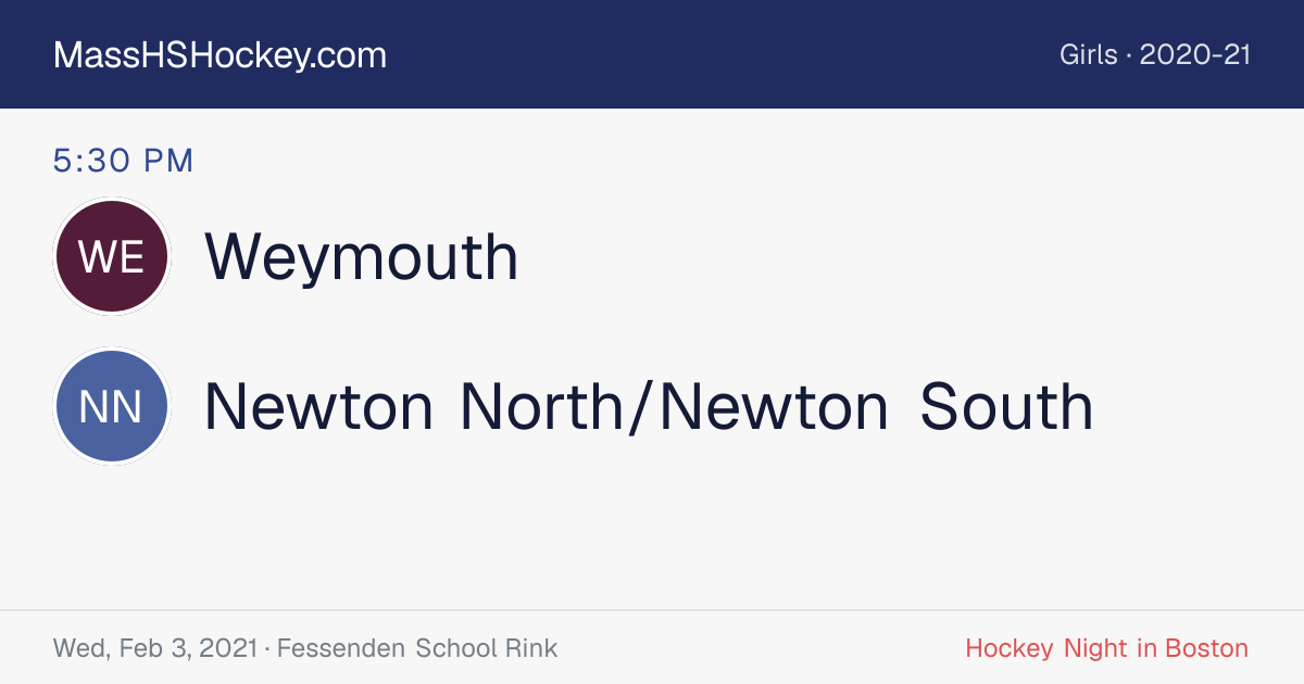 Weymouth at Newton North/Newton South score card