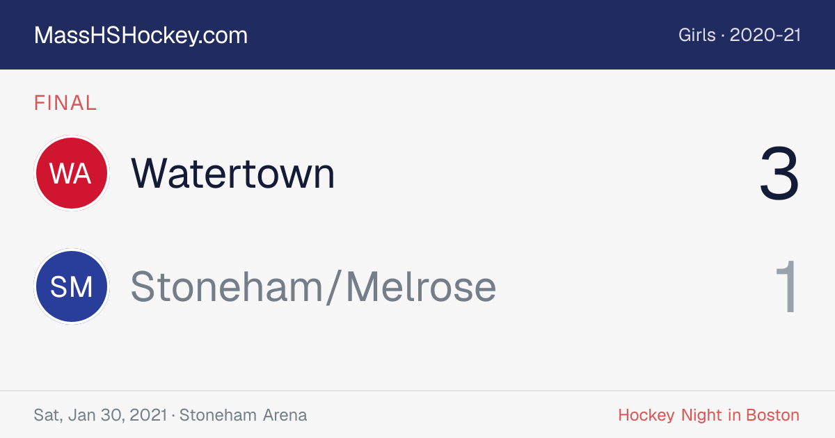 Watertown at Stoneham/Melrose score card