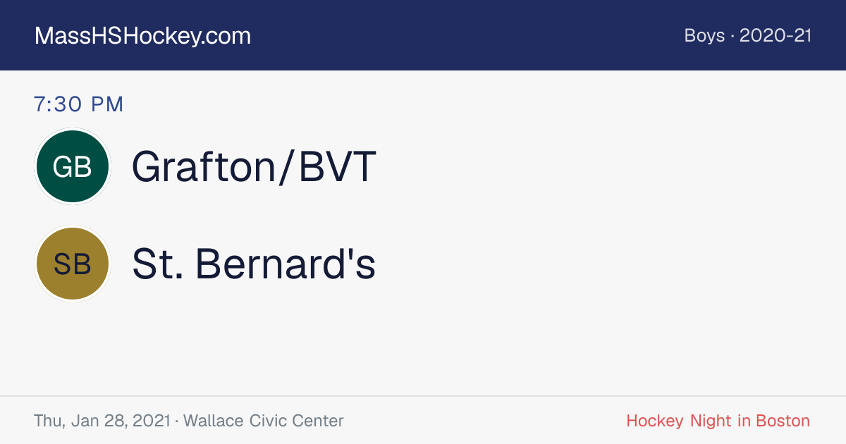 Grafton/BVT at St. Bernard's score card
