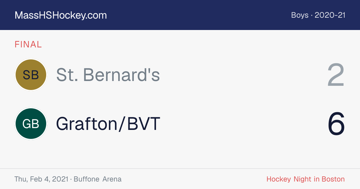 St. Bernard's at Grafton/BVT score card