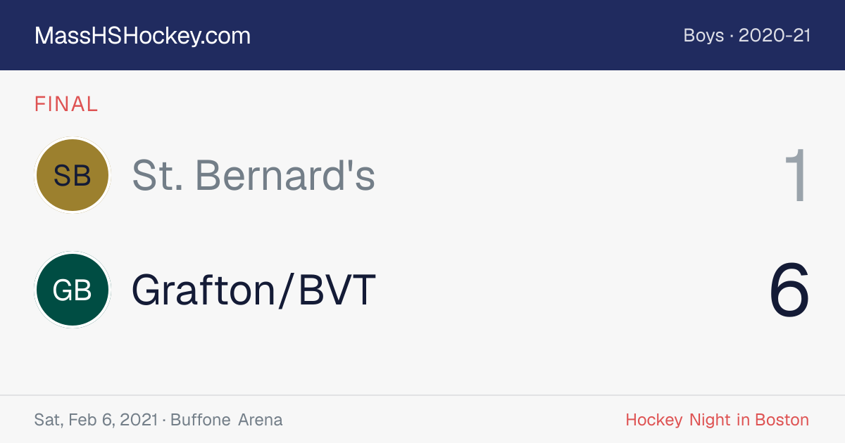 St. Bernard's at Grafton/BVT score card
