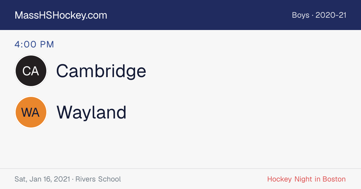 Cambridge at Wayland score card