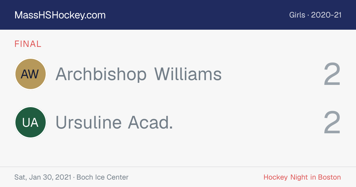 Archbishop Williams at Ursuline Acad. score card