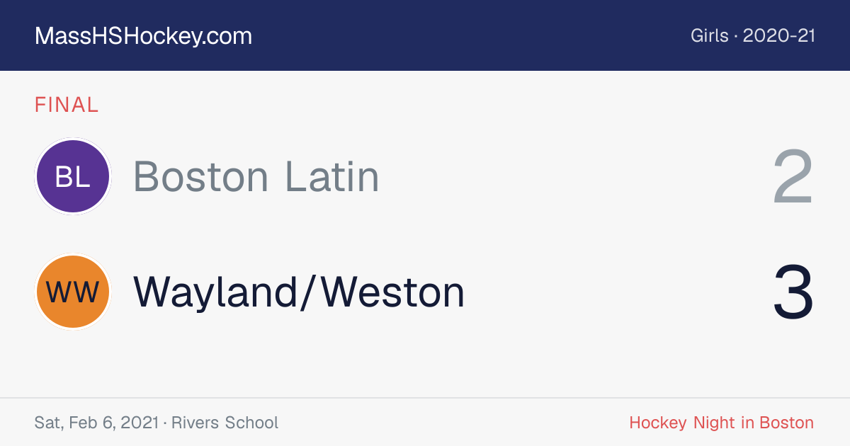 Boston Latin at Wayland/Weston score card