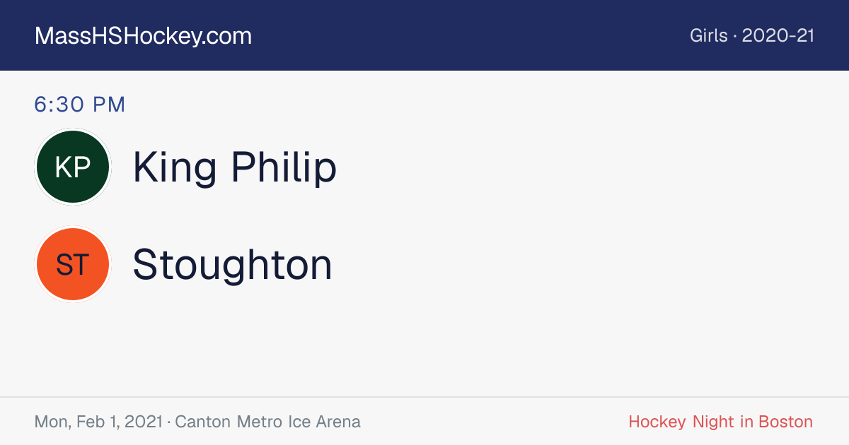 King Philip at Stoughton score card