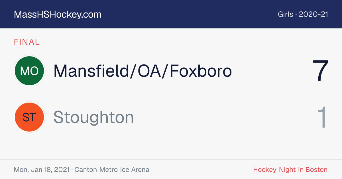 Mansfield/OA/Foxboro at Stoughton score card