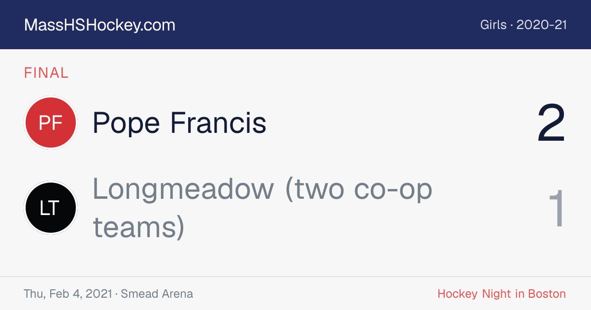 Pope Francis at Longmeadow (two co-op teams) score card