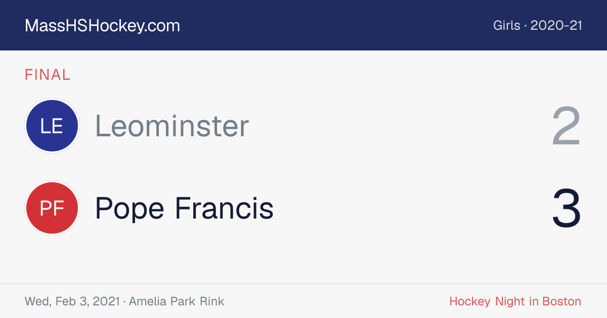 Leominster at Pope Francis score card