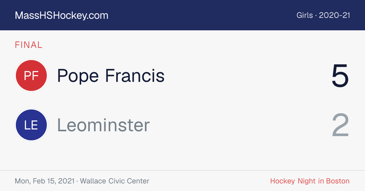 Pope Francis at Leominster score card