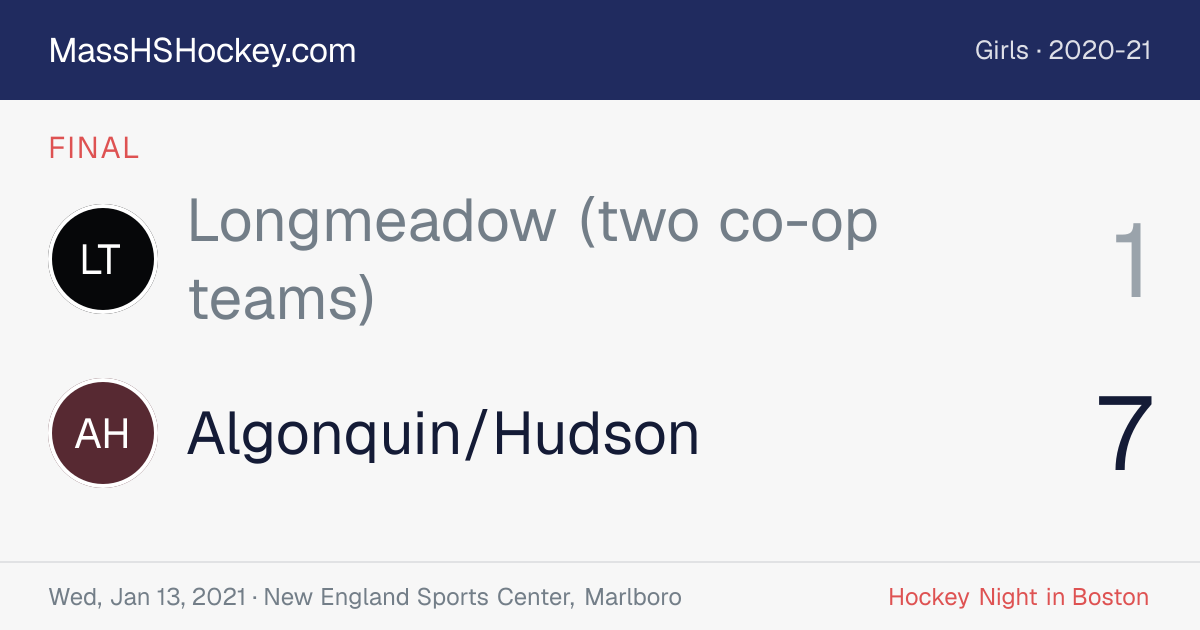 Longmeadow (two co-op teams) at Algonquin/Hudson score card