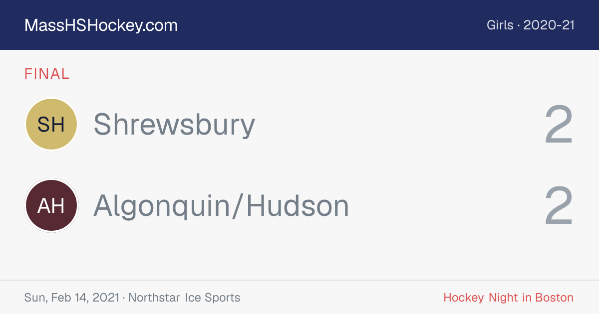 Shrewsbury at Algonquin/Hudson score card