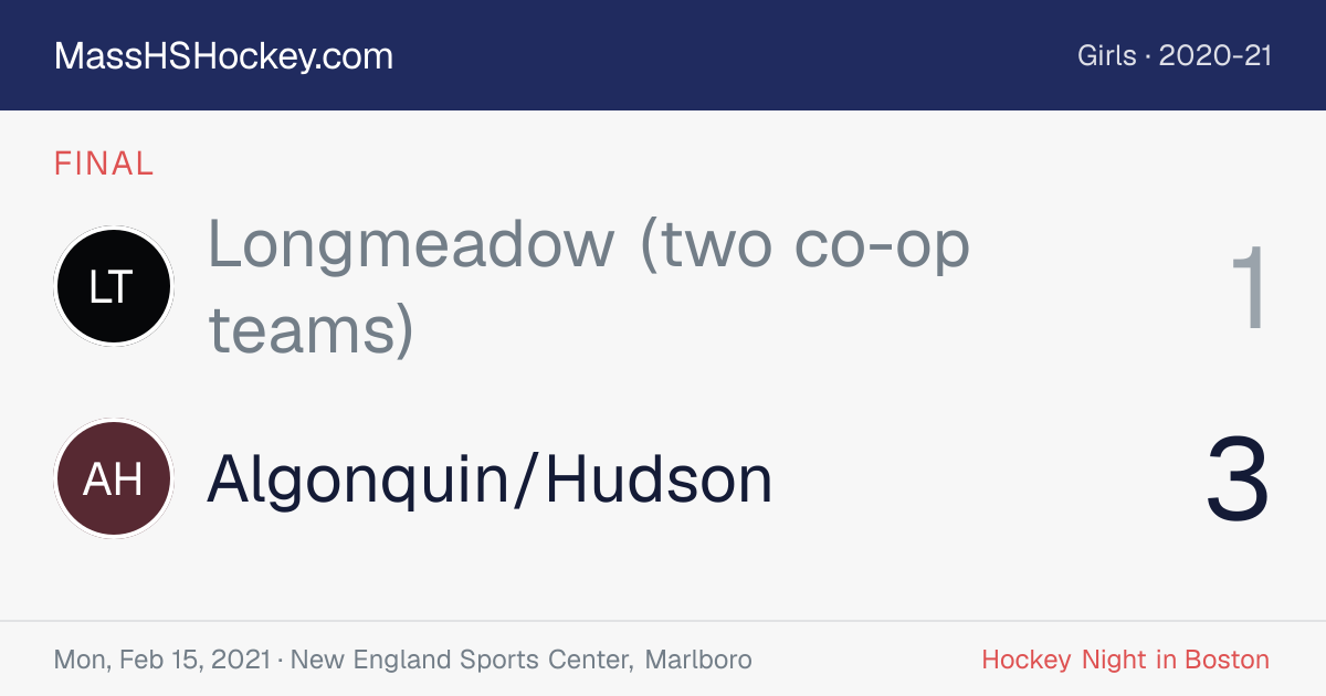 Longmeadow (two co-op teams) at Algonquin/Hudson score card