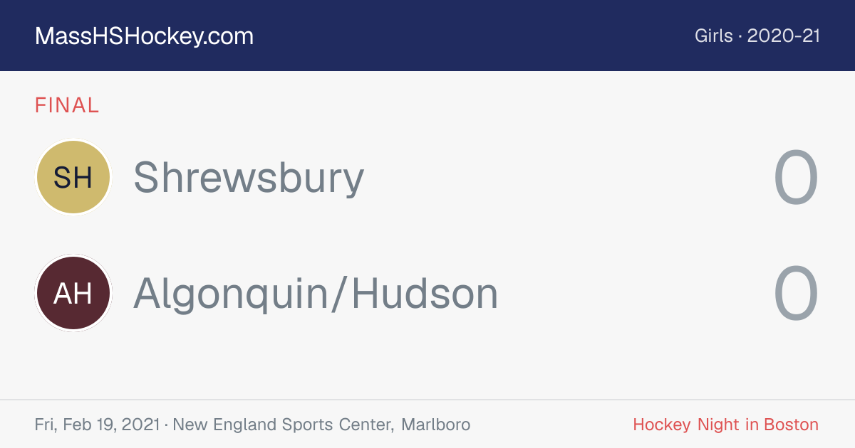 Shrewsbury at Algonquin/Hudson score card