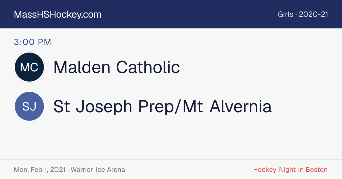 Malden Catholic at St Joseph Prep/Mt Alvernia score card