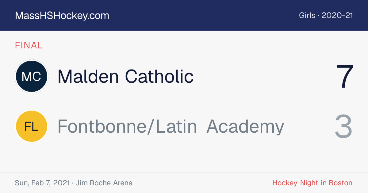 Malden Catholic at Fontbonne/Latin Academy score card