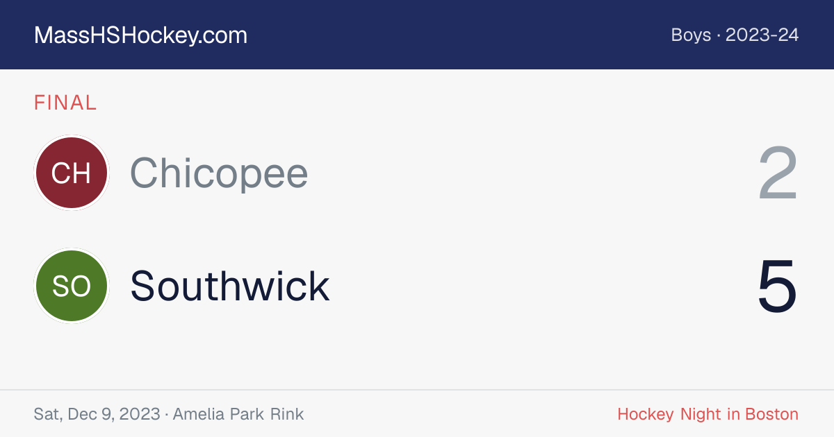 Chicopee at Southwick score card