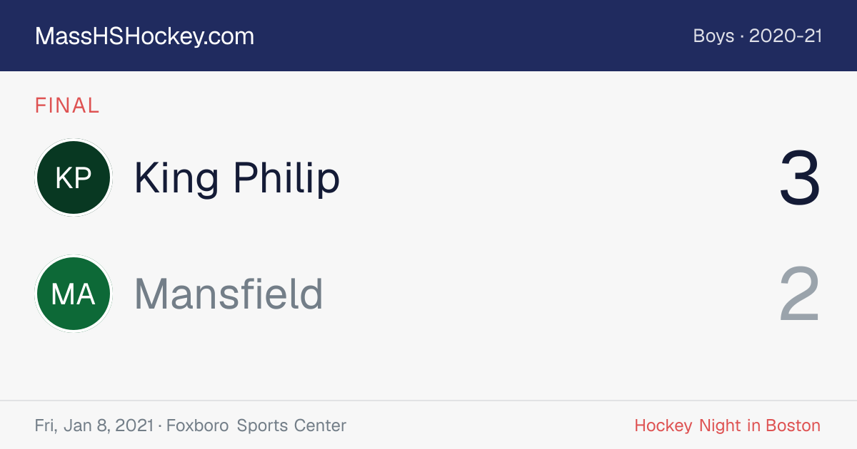 King Philip at Mansfield score card