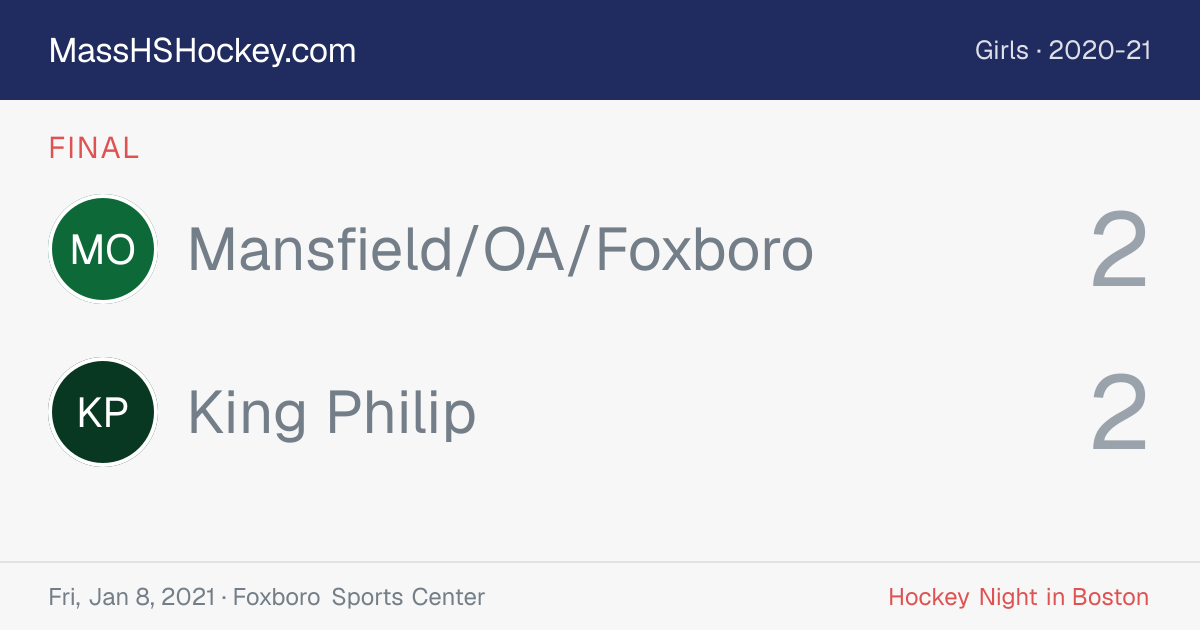 Mansfield/OA/Foxboro at King Philip score card