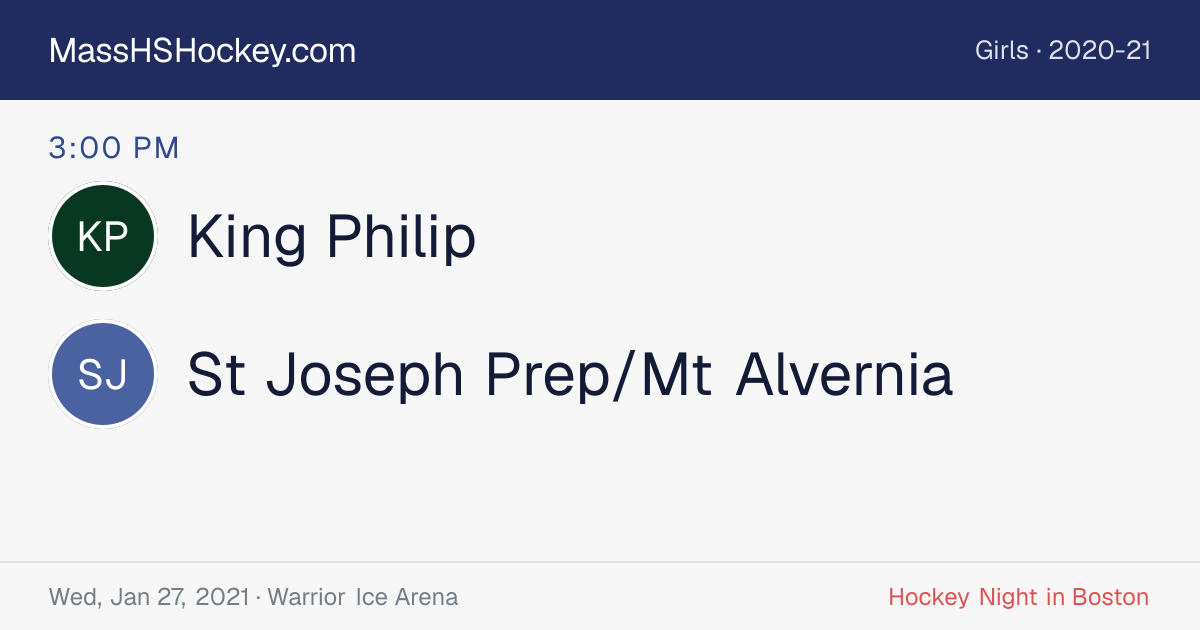 King Philip at St Joseph Prep/Mt Alvernia score card
