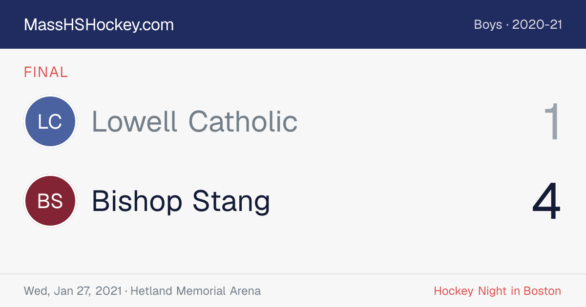 Lowell Catholic at Bishop Stang score card