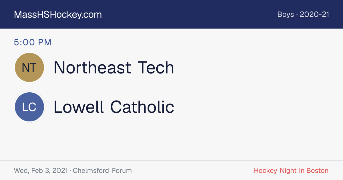 Northeast Tech at Lowell Catholic score card