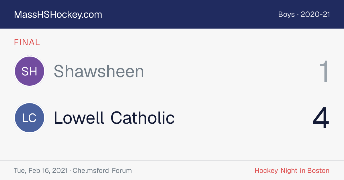 Shawsheen at Lowell Catholic score card