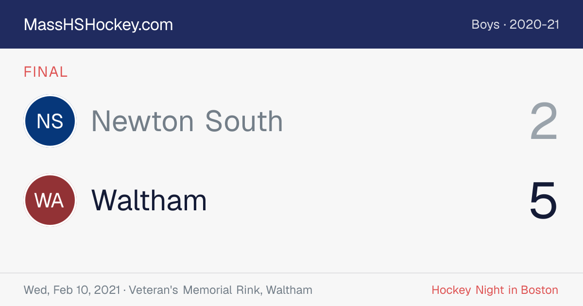 Newton South at Waltham score card