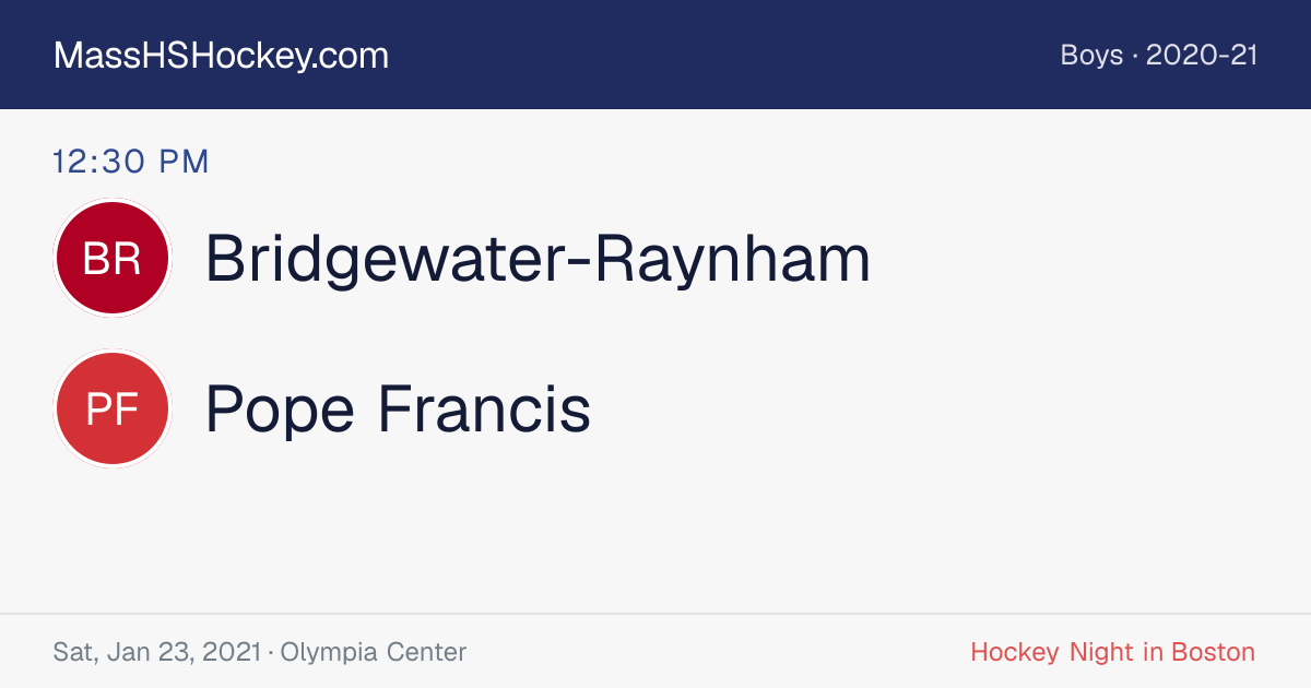 Bridgewater-Raynham at Pope Francis score card