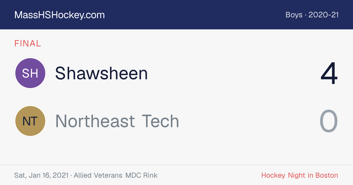 Shawsheen at Northeast Tech score card