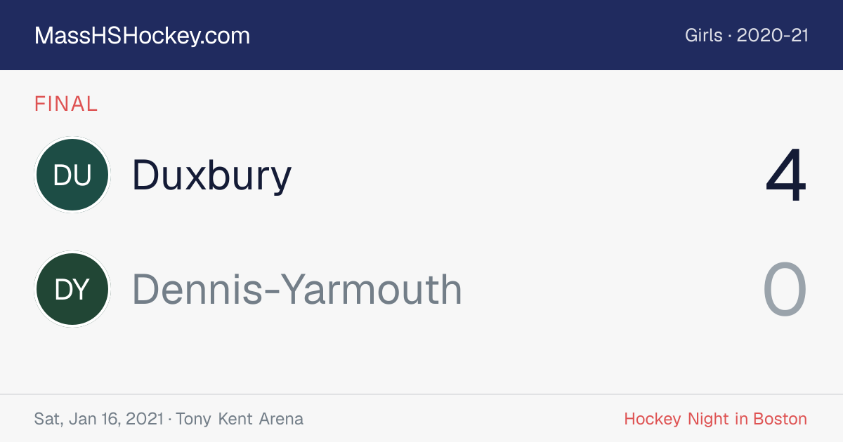 Duxbury at Dennis-Yarmouth score card