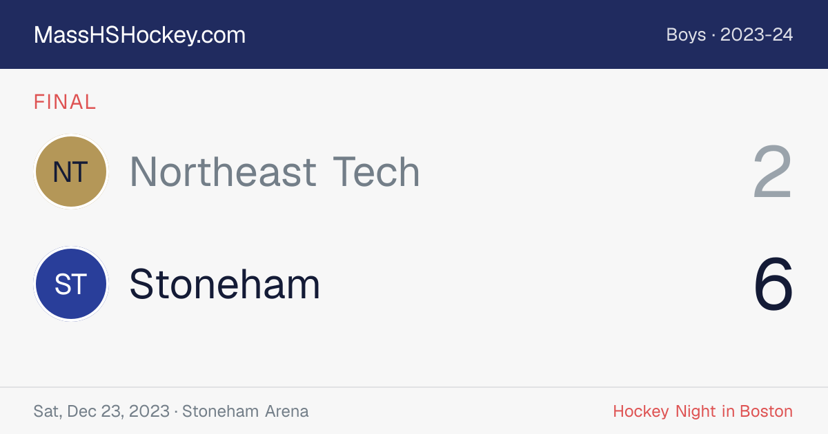 Northeast Tech at Stoneham score card