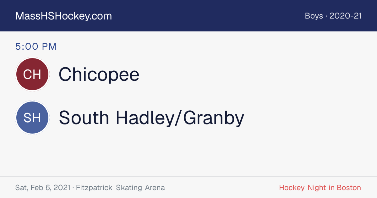 Chicopee at South Hadley/Granby score card
