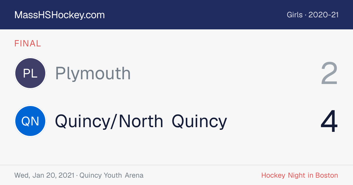 Plymouth at Quincy/North Quincy score card