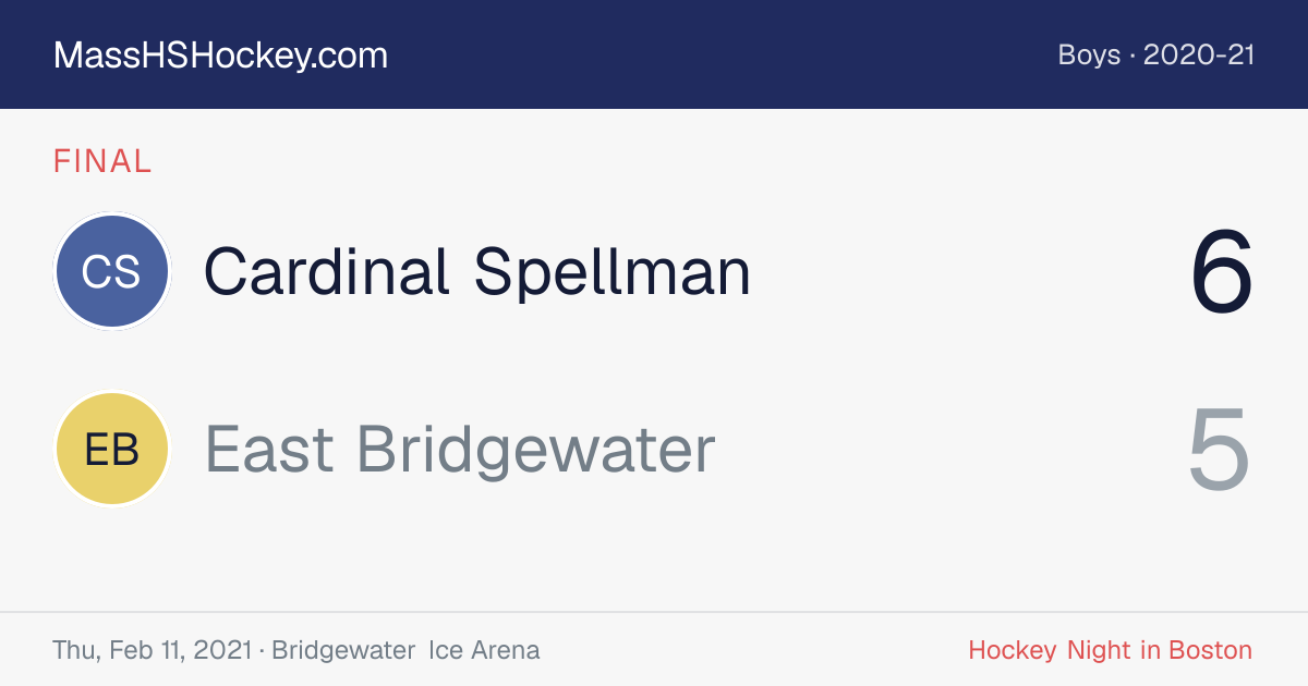 Cardinal Spellman at East Bridgewater score card