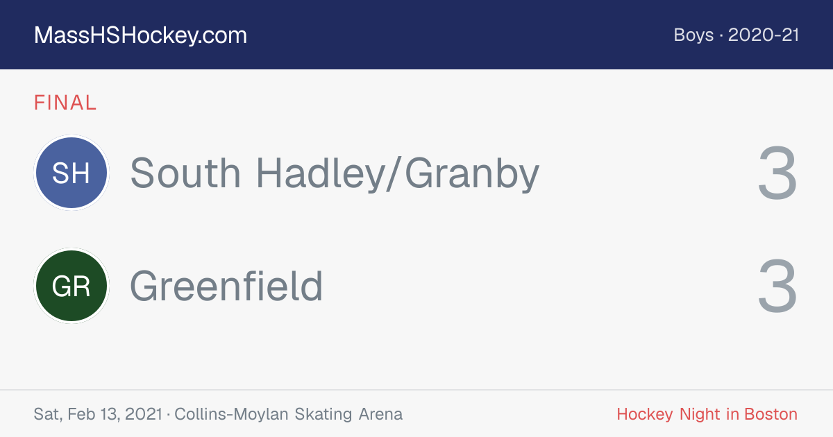 South Hadley/Granby at Greenfield score card