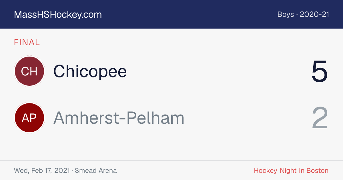 Chicopee at Amherst-Pelham score card
