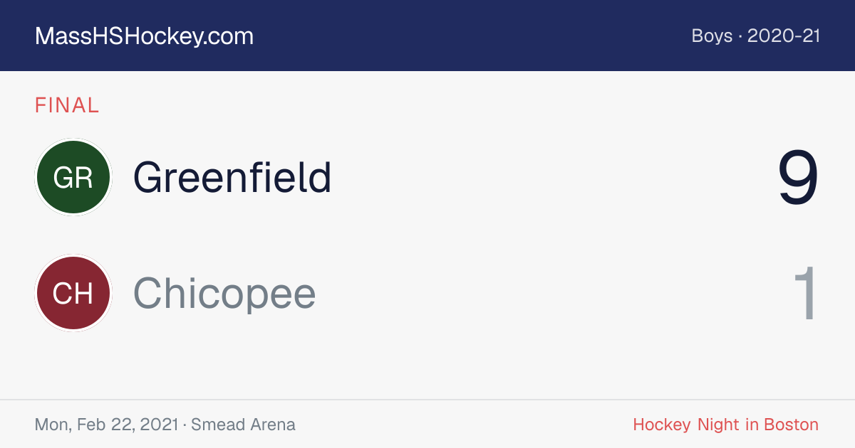 Greenfield at Chicopee score card