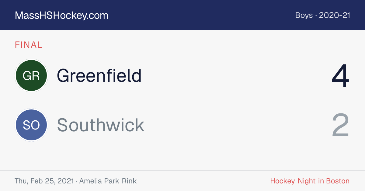 Greenfield at Southwick score card