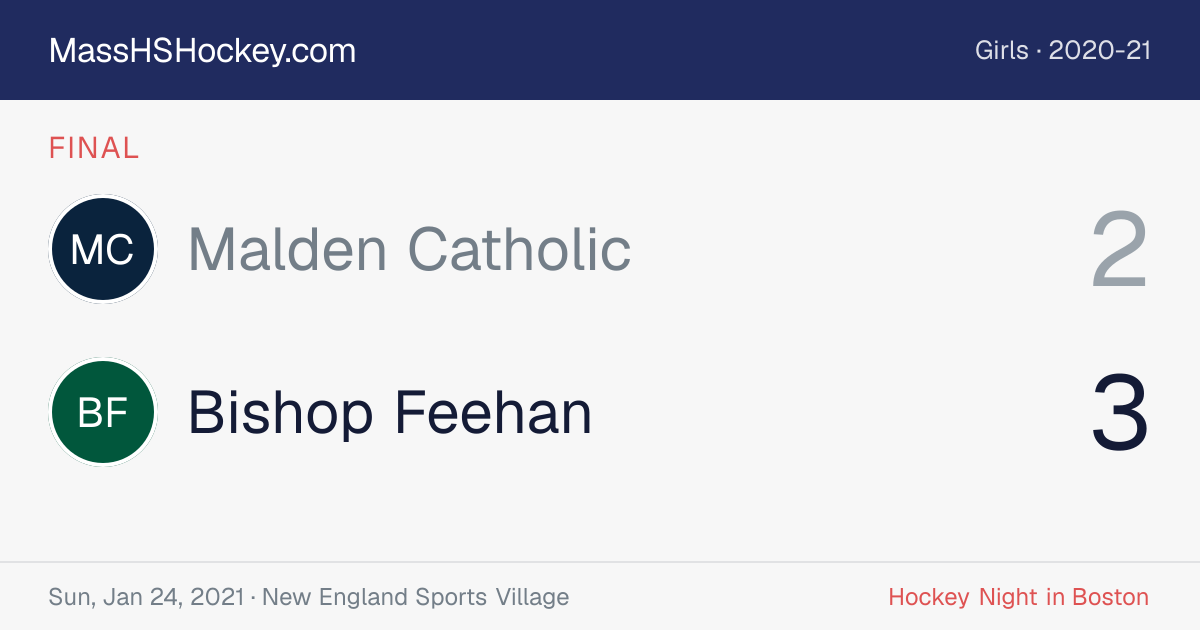 Malden Catholic at Bishop Feehan score card