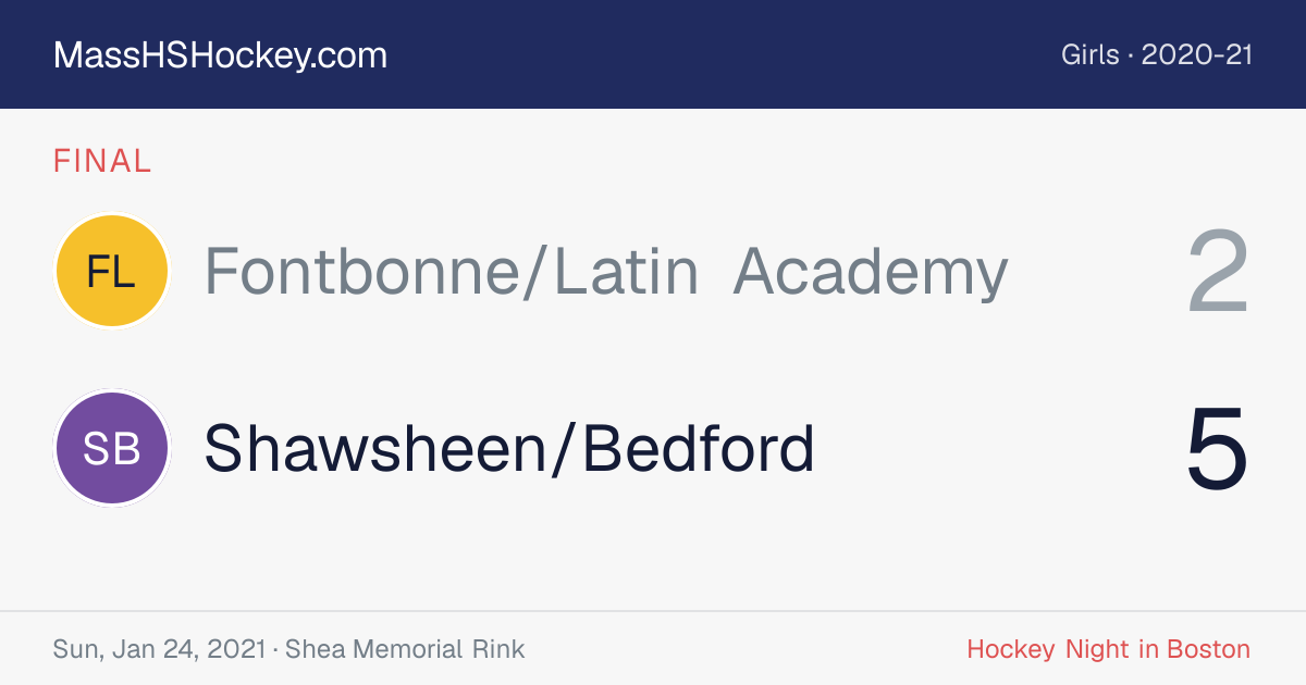 Fontbonne/Latin Academy at Shawsheen/Bedford score card