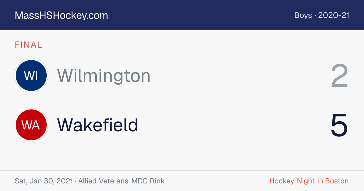 Wilmington at Wakefield score card