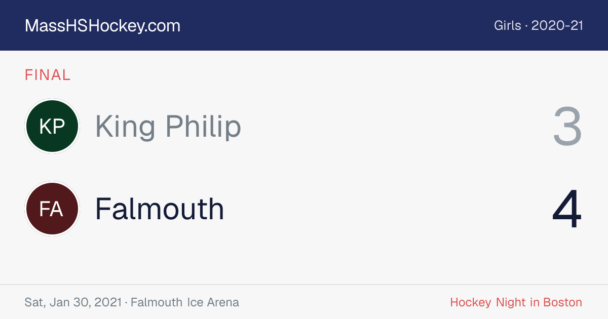King Philip at Falmouth score card